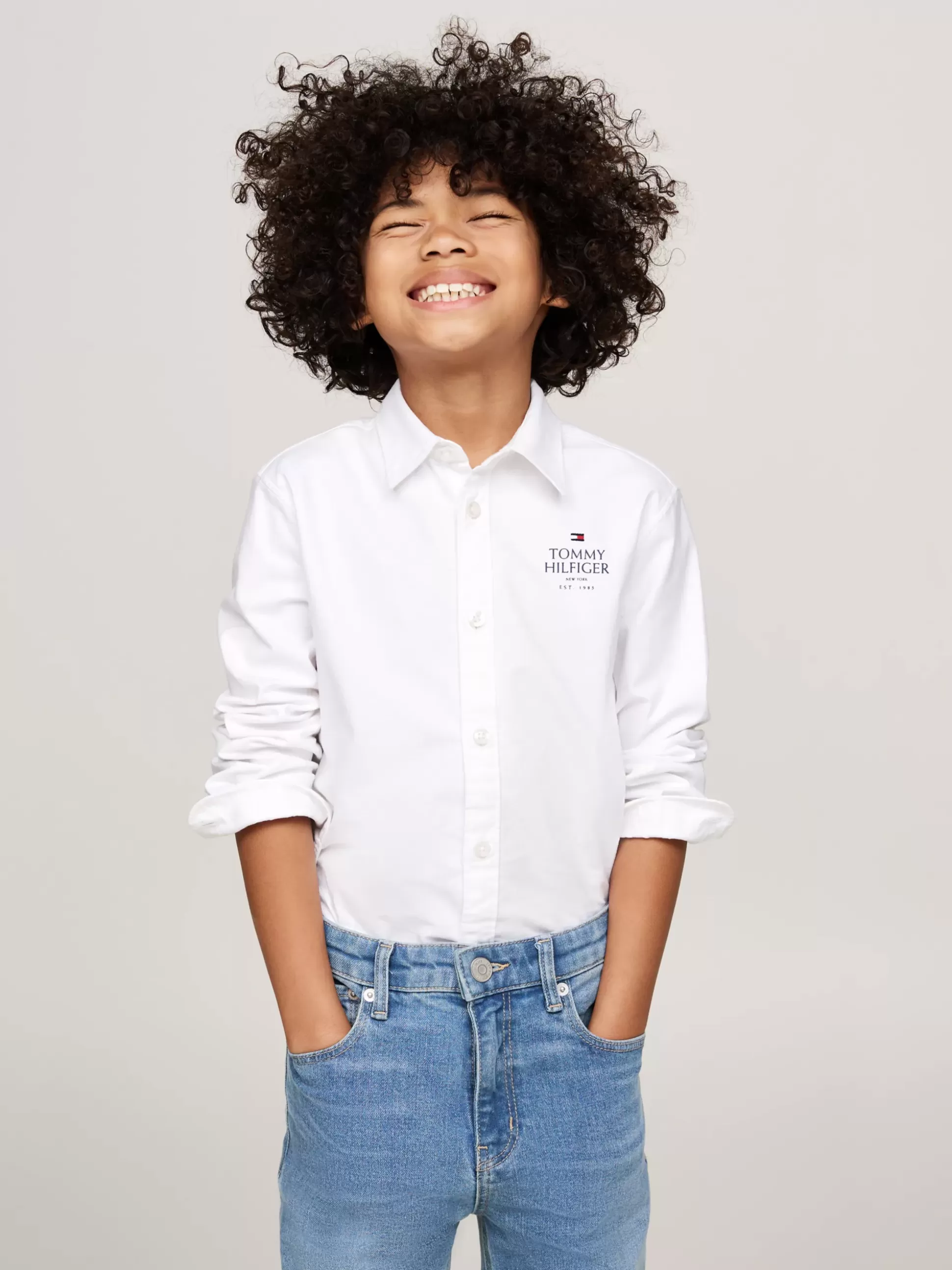 Dzieci Tommy Hilfiger Koszule^Koszula Z Bawełny Typy Oxford Z Logo Hilfiger