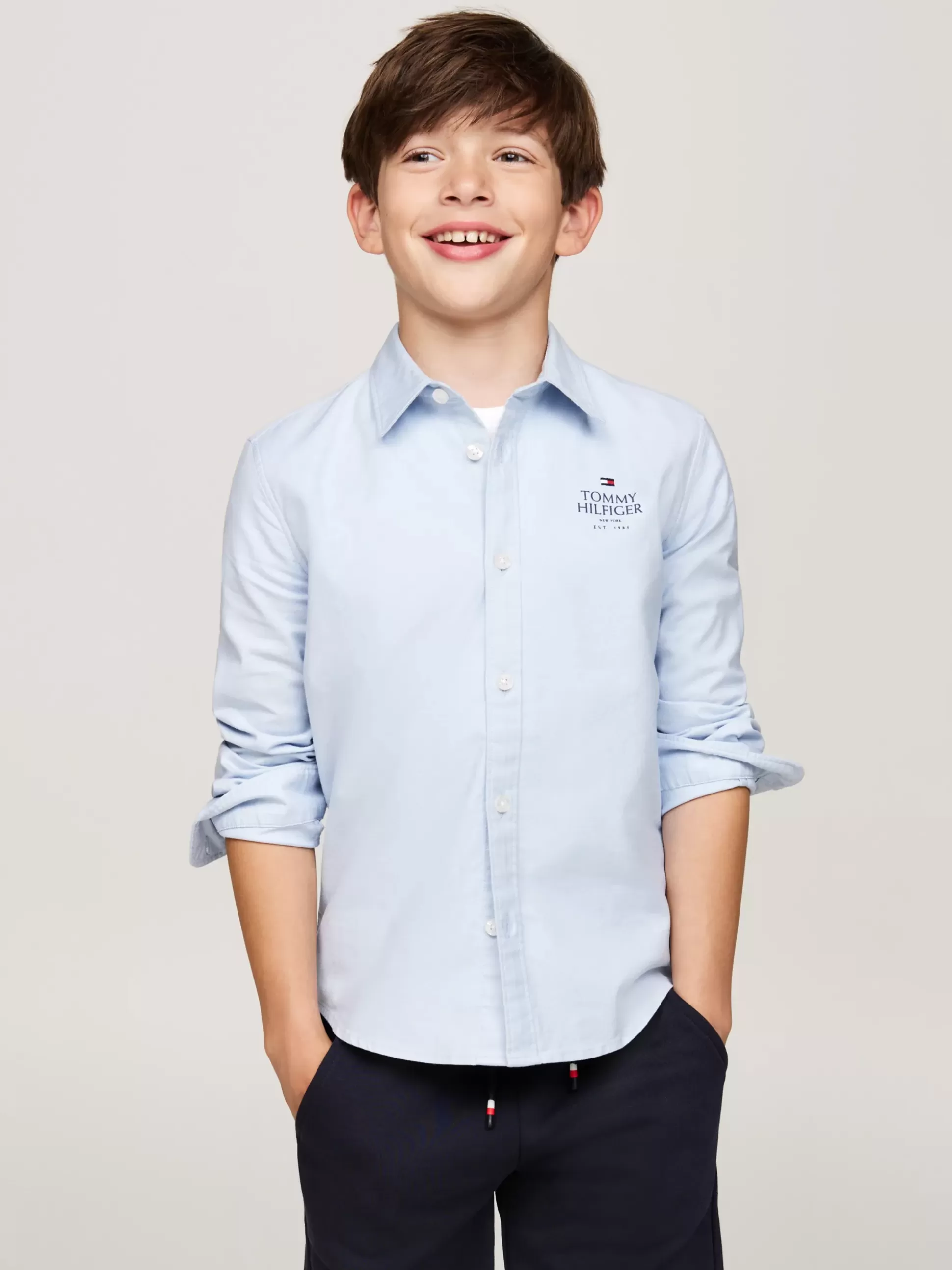 Dzieci Tommy Hilfiger Koszule^Koszula Z Bawełny Typy Oxford Z Logo Hilfiger