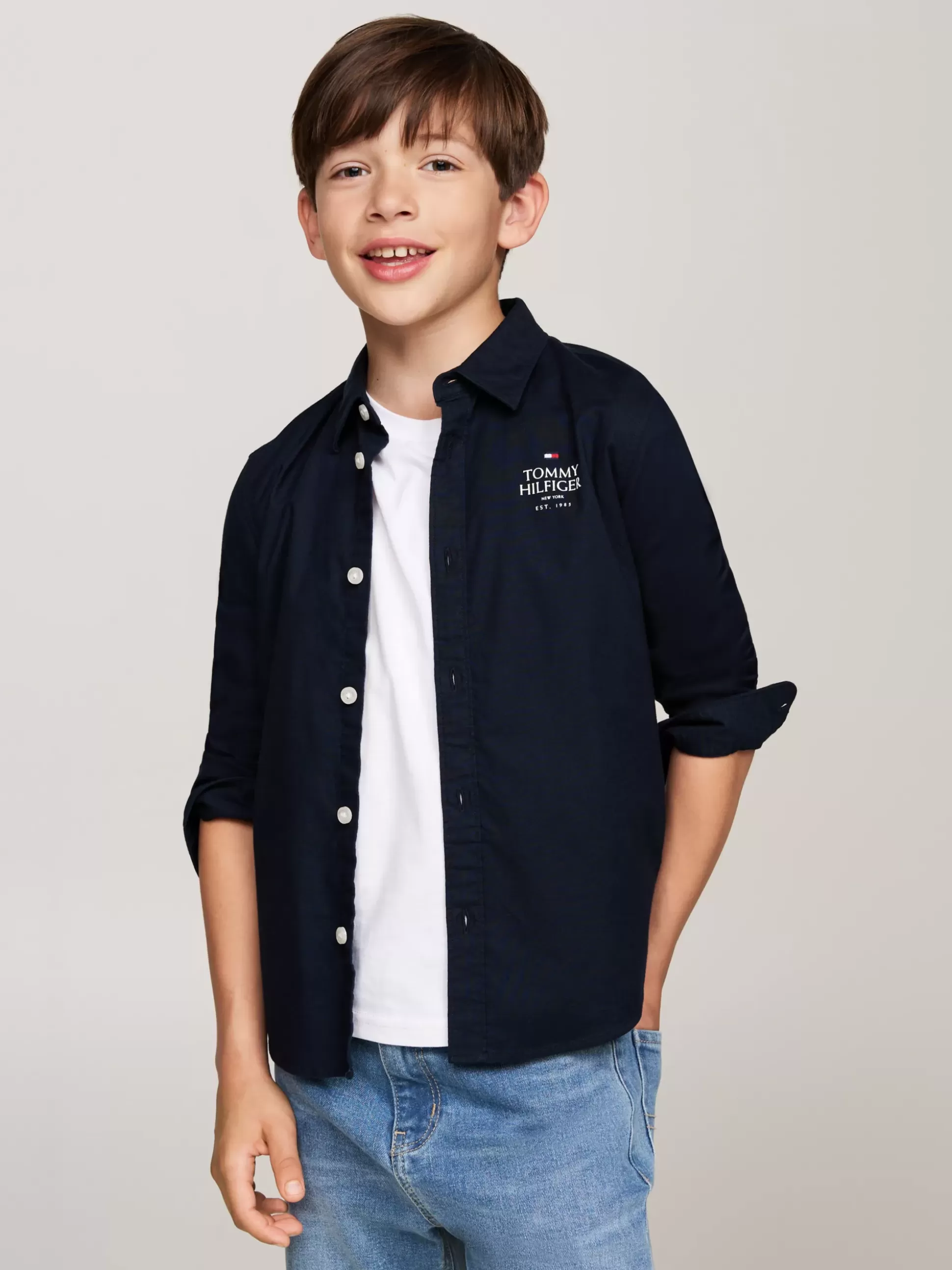 Dzieci Tommy Hilfiger Koszule^Koszula Z Bawełny Typy Oxford Z Logo Hilfiger