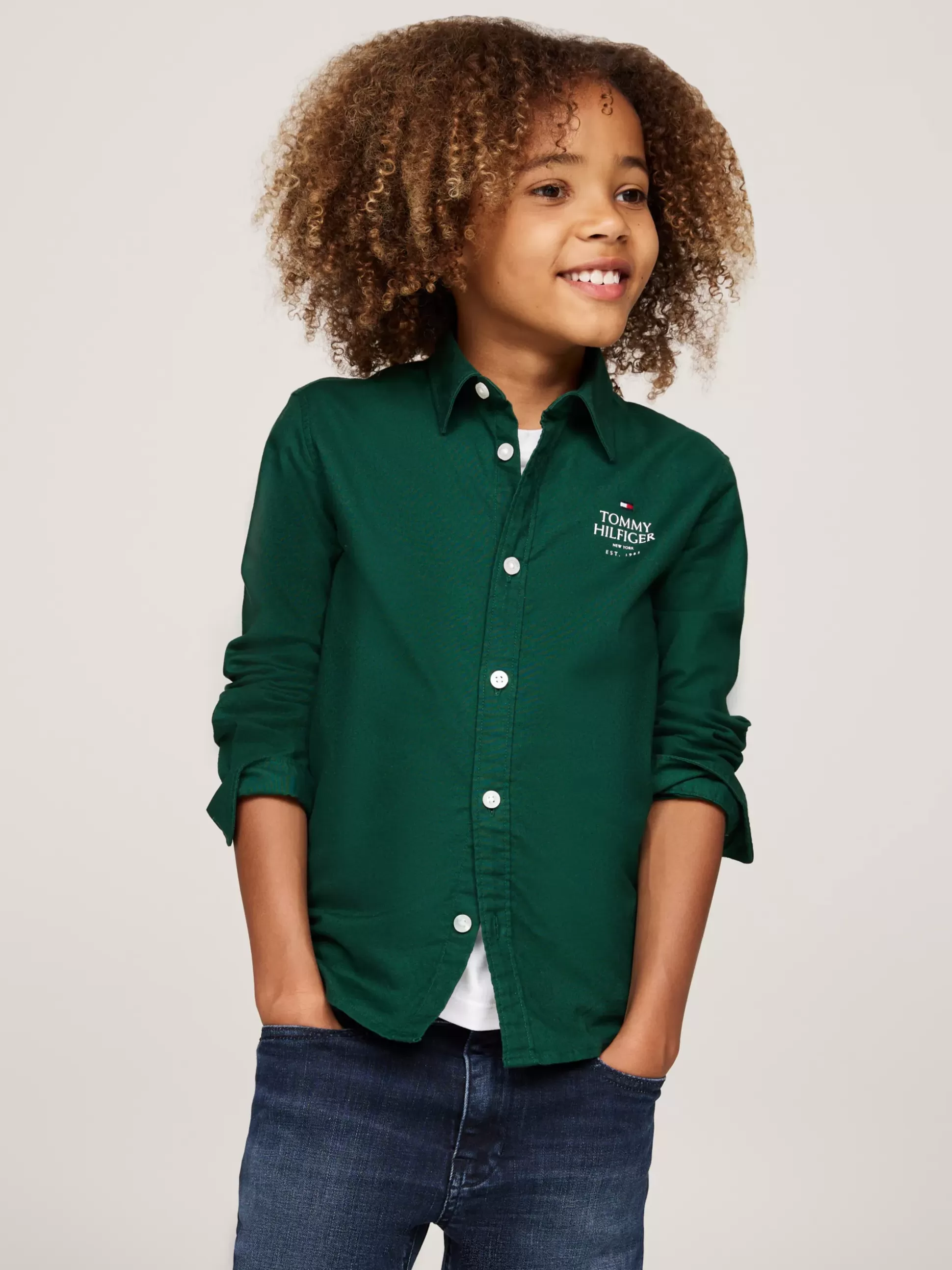 Dzieci Tommy Hilfiger Koszule^Koszula Z Bawełny Typy Oxford Z Logo Hilfiger