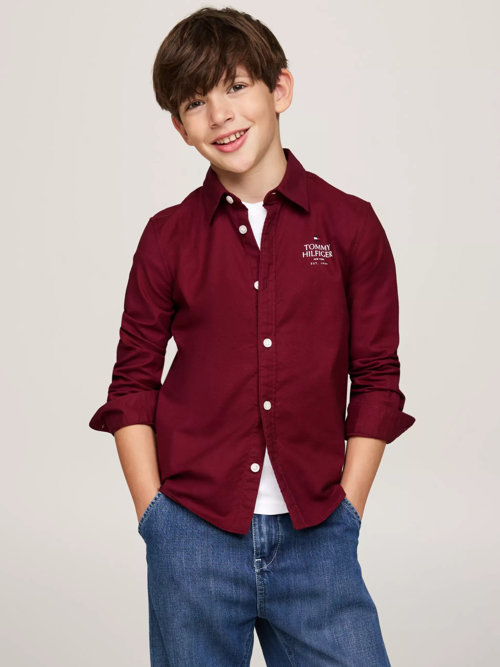 Dzieci Tommy Hilfiger Koszule^Koszula Z Bawełny Typy Oxford Z Logo Hilfiger