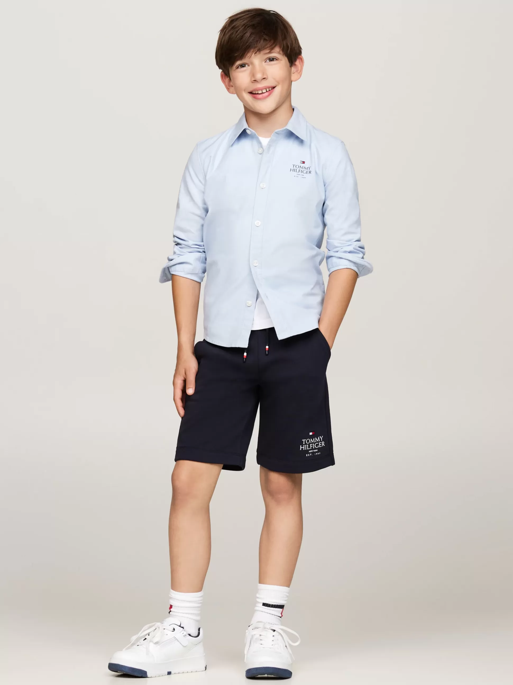 Dzieci Tommy Hilfiger Koszule^Koszula Z Bawełny Typy Oxford Z Logo Hilfiger