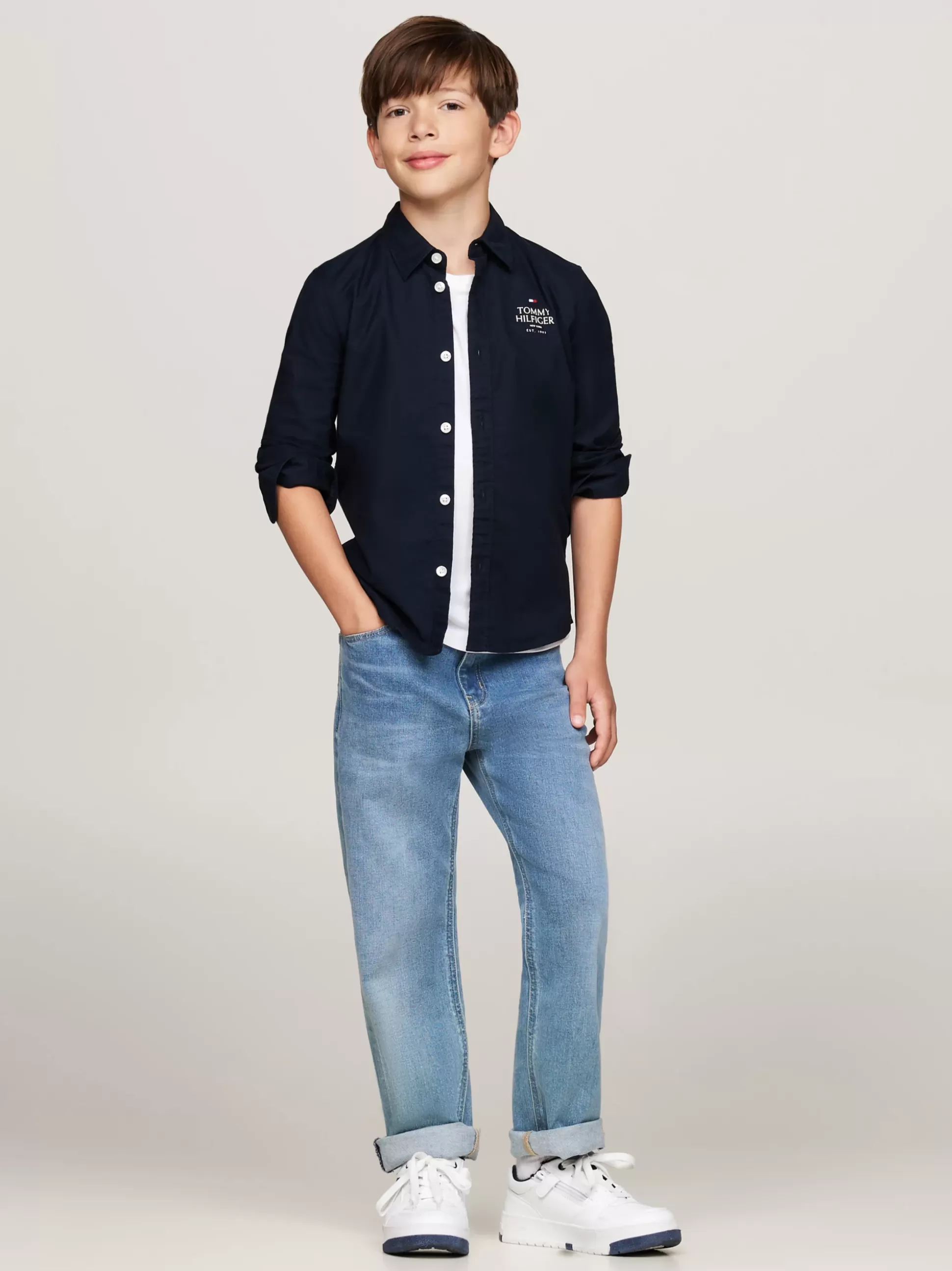 Dzieci Tommy Hilfiger Koszule^Koszula Z Bawełny Typy Oxford Z Logo Hilfiger