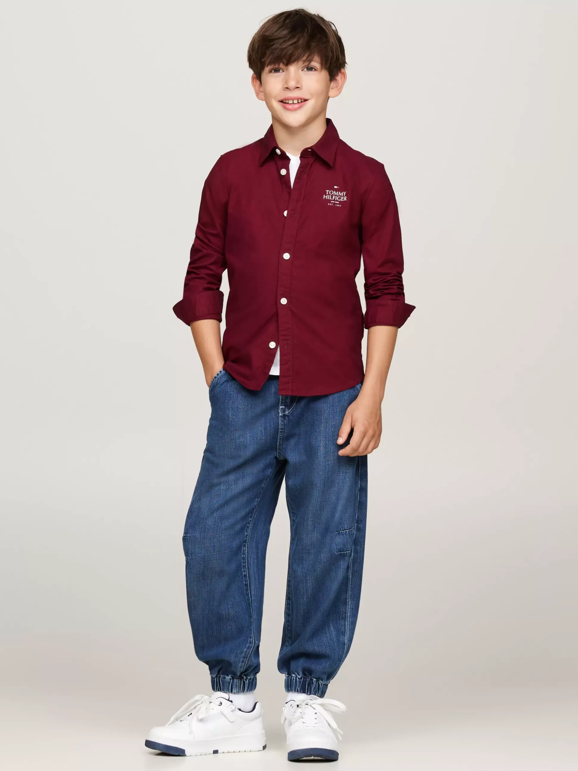 Dzieci Tommy Hilfiger Koszule^Koszula Z Bawełny Typy Oxford Z Logo Hilfiger