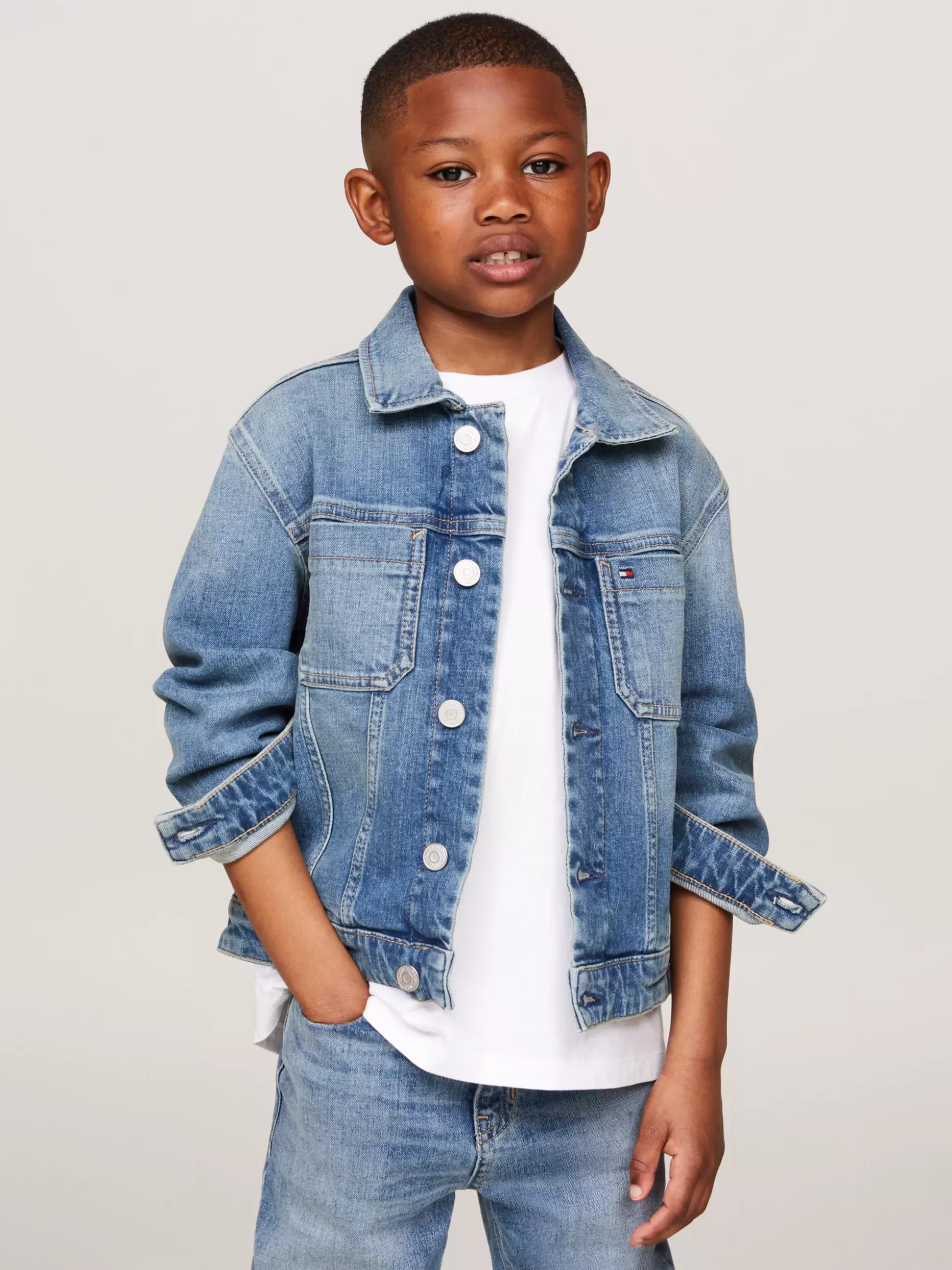 Dzieci Tommy Hilfiger Kurtki^Kurtka Jeansowa Typu Trucker O Kroju Oversize