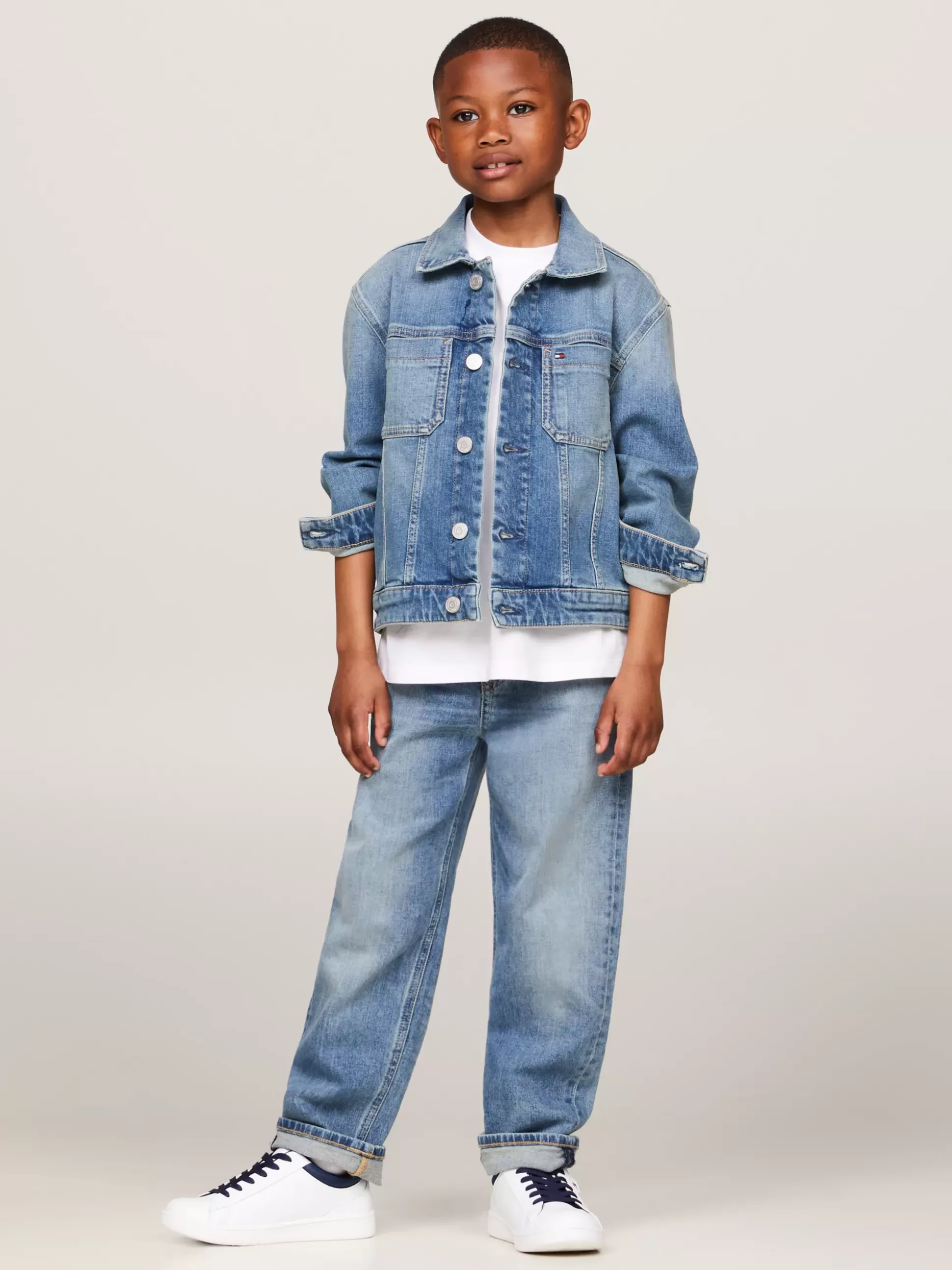 Dzieci Tommy Hilfiger Kurtki^Kurtka Jeansowa Typu Trucker O Kroju Oversize