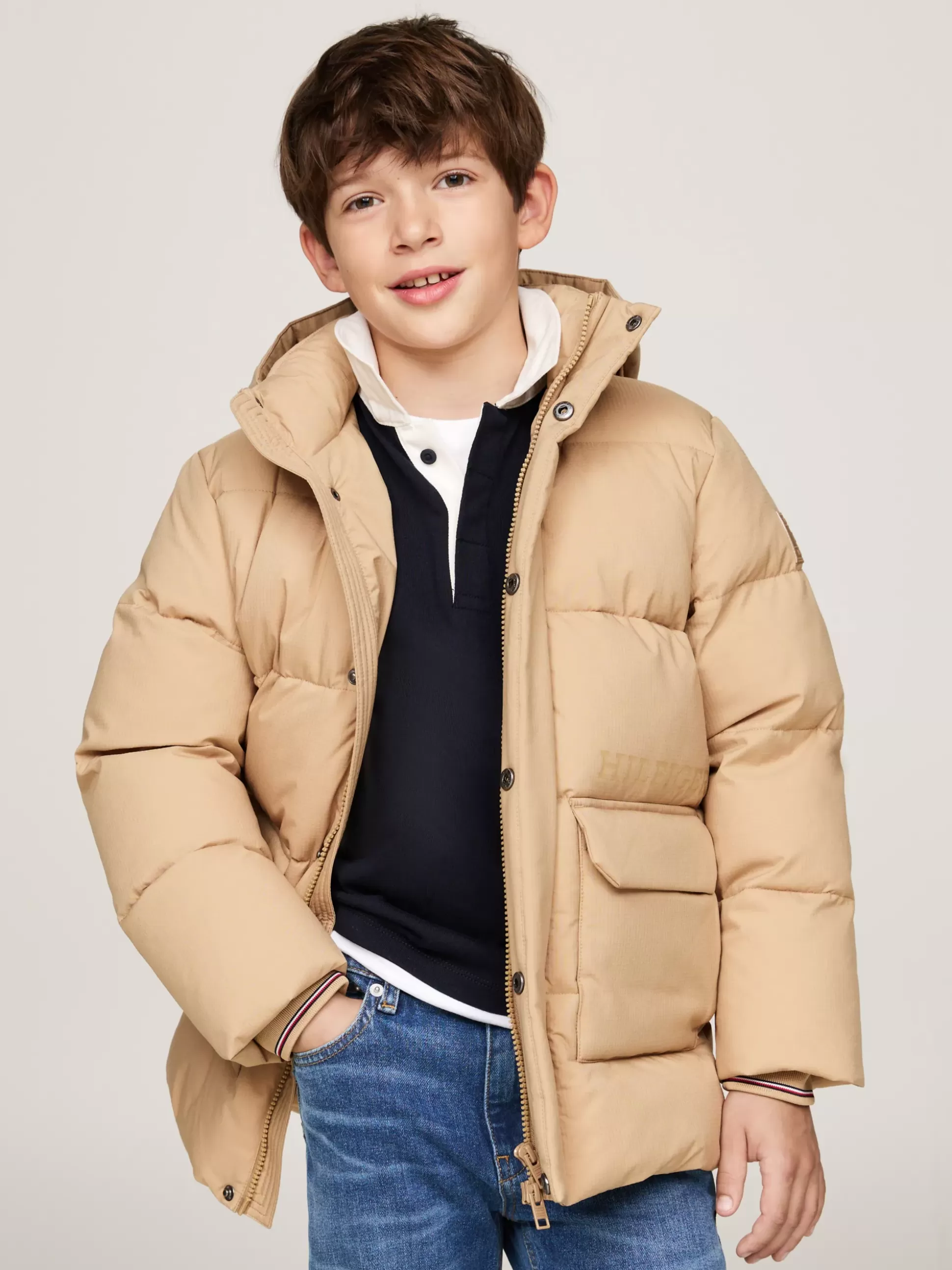 Dzieci Tommy Hilfiger Kurtki^Puchowa Kurtka Z Logo Hilfiger Monotype