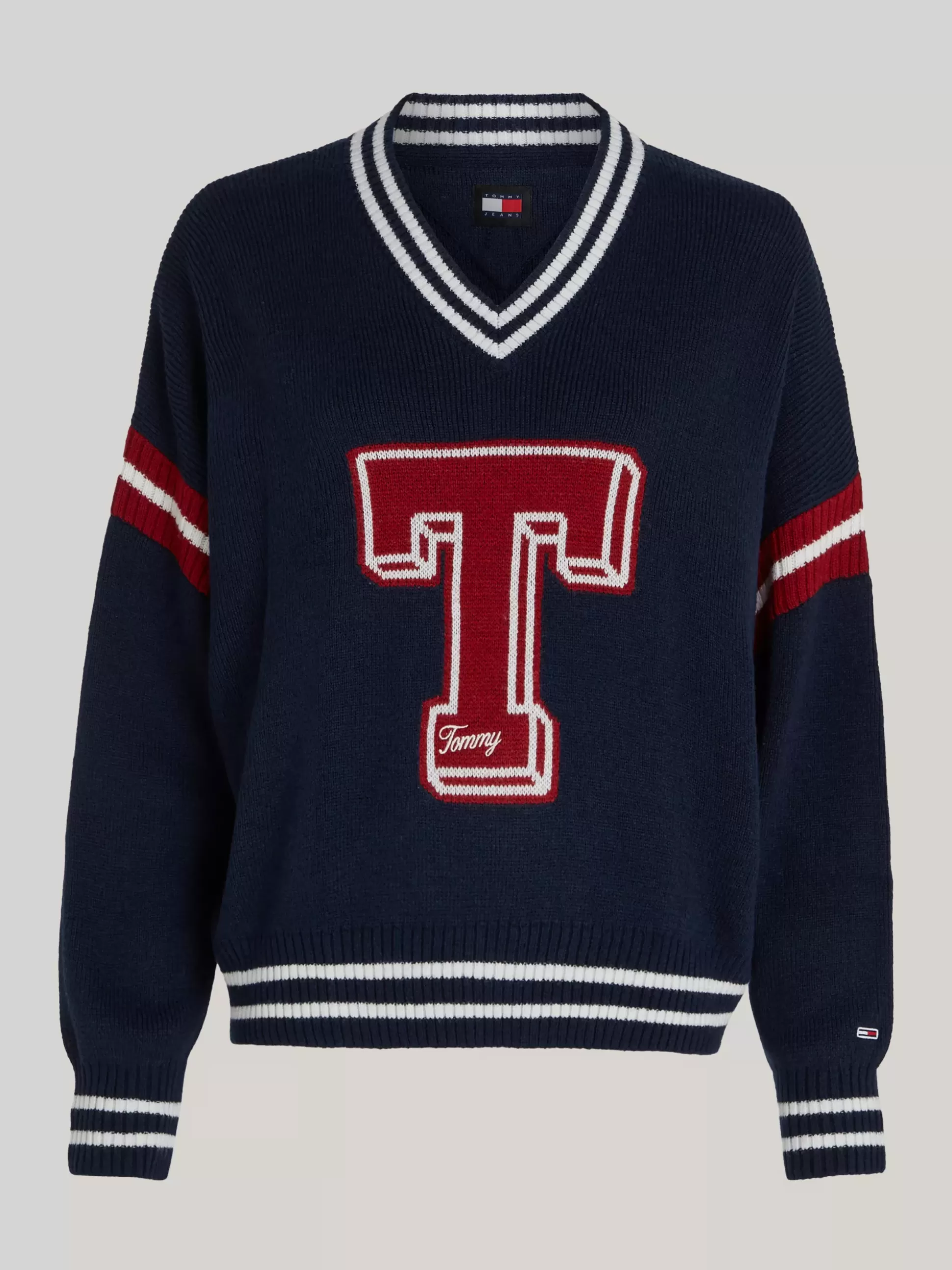 Tommy Hilfiger Swetry | Dzianina^Sweter Oversize Z Dekoltem W Szpic I Inicjałem